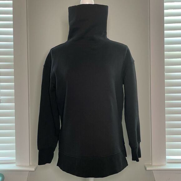 Athleta 24/7 Funnel Neck Pullover Long Sleeve Thick Sweatshirt Black Womens XXS - Picture 2 of 12